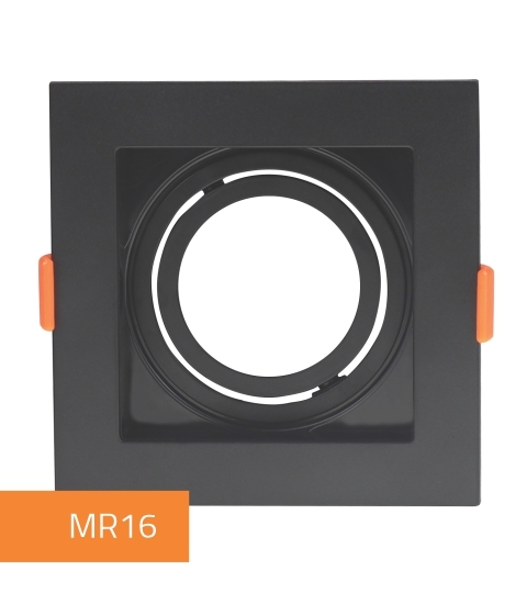 SPOT RECUADO MR16 PRETO